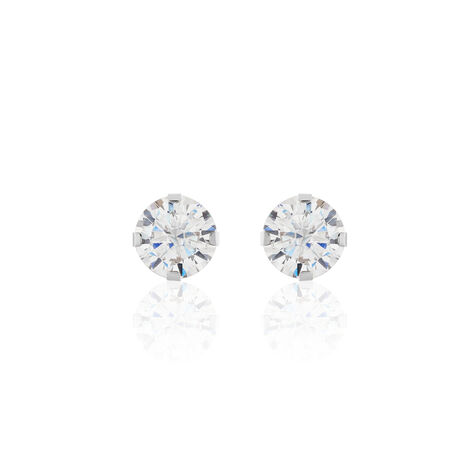 Damen Ohrstecker Weißgold 375 Zirkonia 6mm - Ohrstecker Damen | OROVIVO