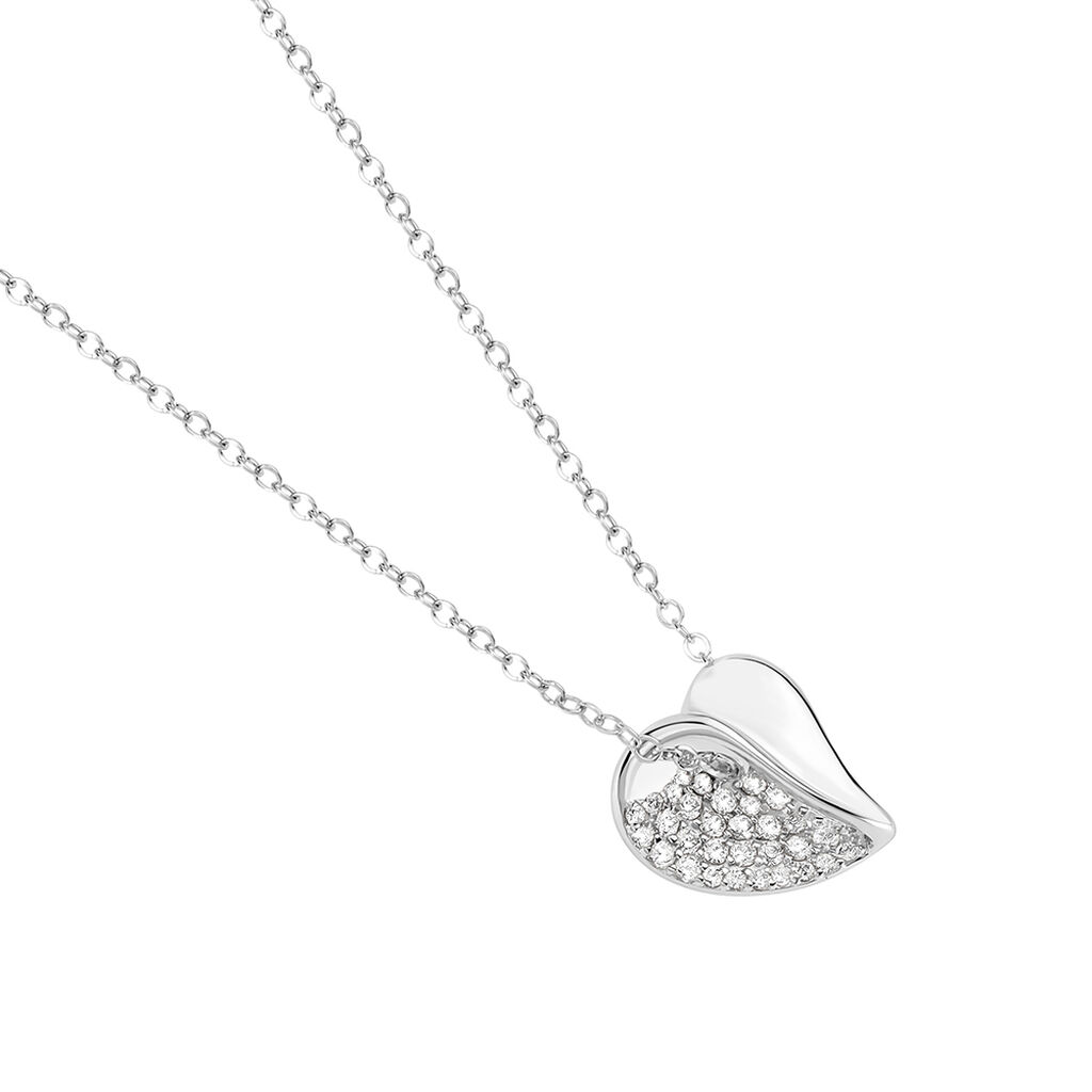 KALI Damen Collier Silber 925 Zirkonia Weiß 0,24 ct Blatt - Halsketten Damen | OROVIVO