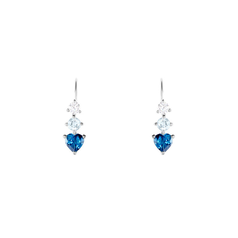 Boucles D'oreilles Pendantes Lauressa Or Weiss Topaze Bleu Oxyde - Spannringe Damen | OROVIVO