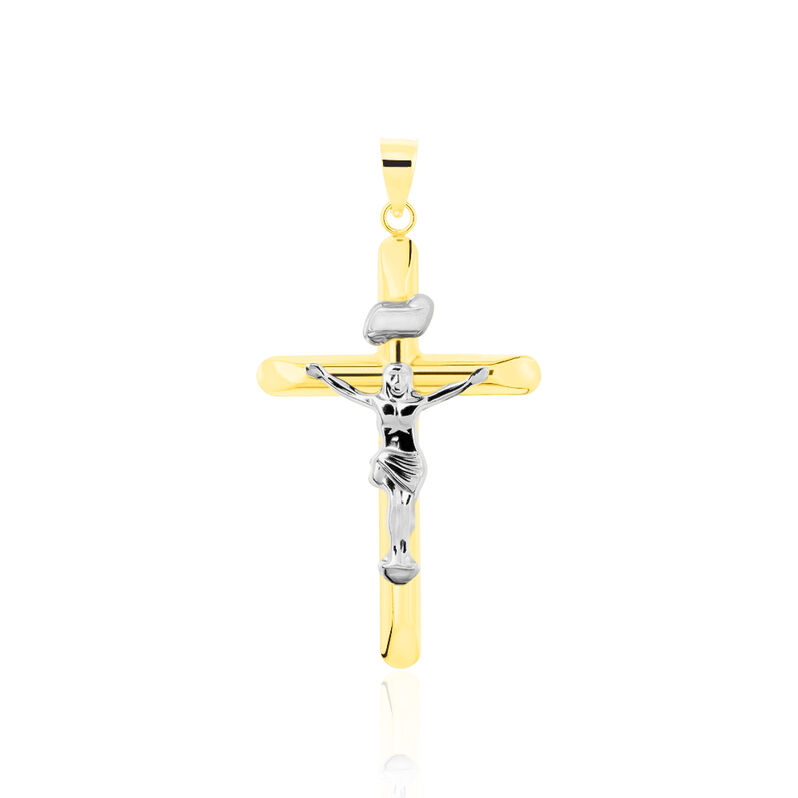 DAMIAN KREUZ 3 Unisex Anh&auml;nger Gold Bicolor 585 (14 Karat) Christus - Schmuckanh&auml;nger Unisex | OROVIVO