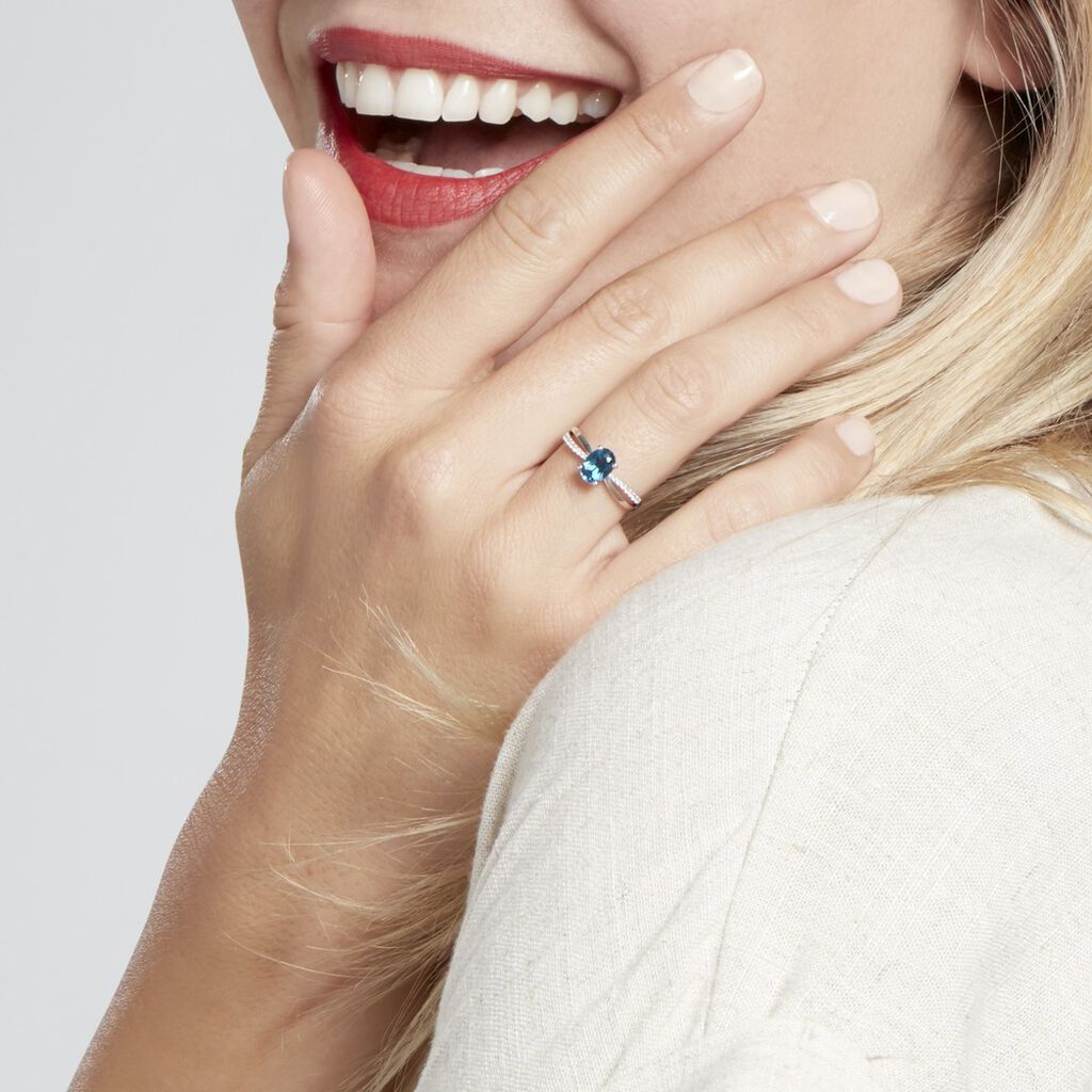 Bague Or Weiss Hama Topaze London Blue Oxyde - Spannringe Damen | OROVIVO