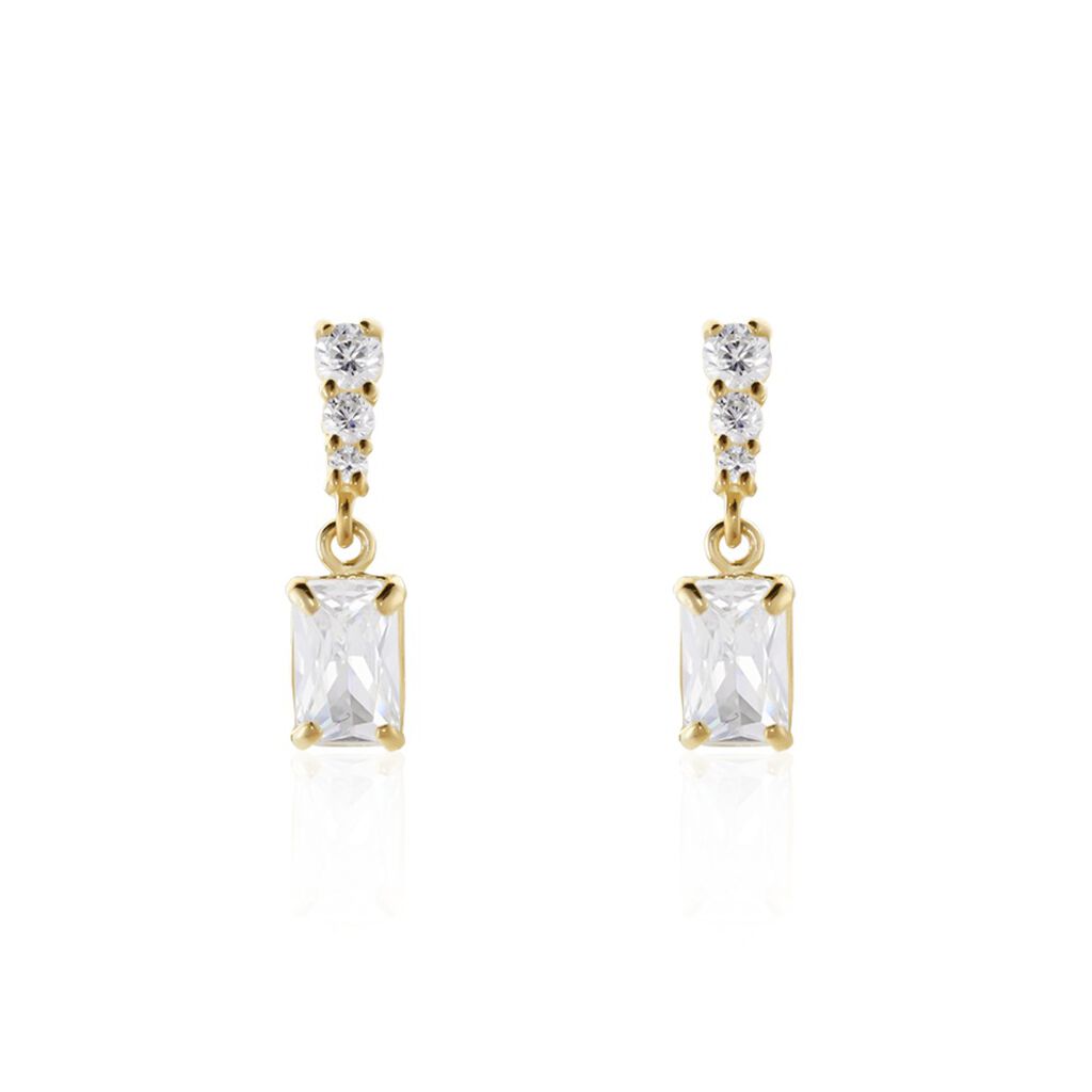 Damen Ohrringe Lang Gold 375 Zirkonia  - Ohrringe mit Stein Damen | OROVIVO