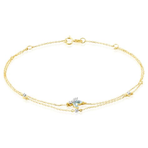 Santorini Damen Armband Gold 375 (9 Karat) Topas Swiss Blue 0,24 ct Blume - Armb&auml;nder mit Anh&auml;nger Damen | OROVIVO