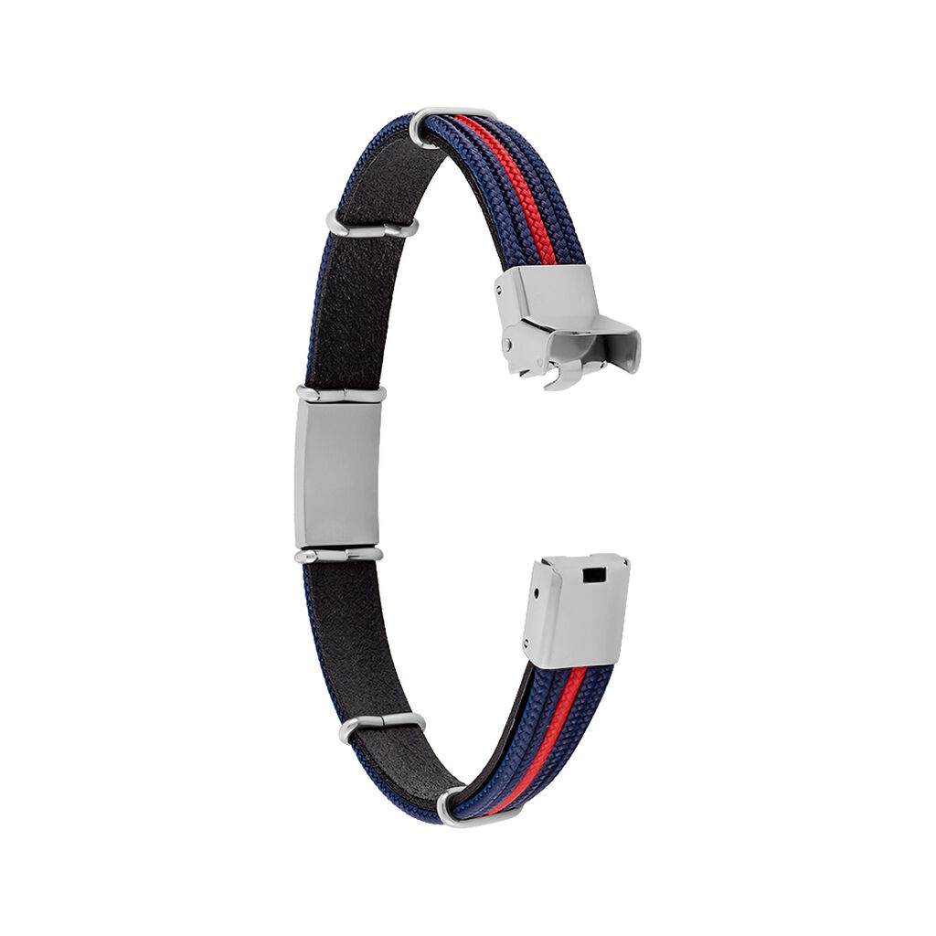 ALECK Herren Armband Stoff Blau