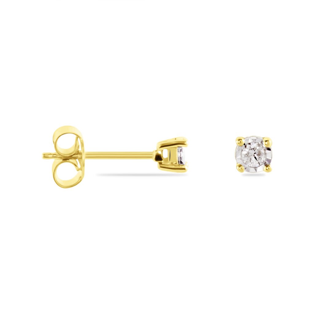 Illusion Damen Ohrstecker Gold 375 (9 Karat) Diamant Wei&szlig; 0,1 ct