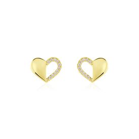 Damen Ohrstecker Messing 18 Karat Vergoldet Zirkonia Herz - Ohrstecker Damen | OROVIVO