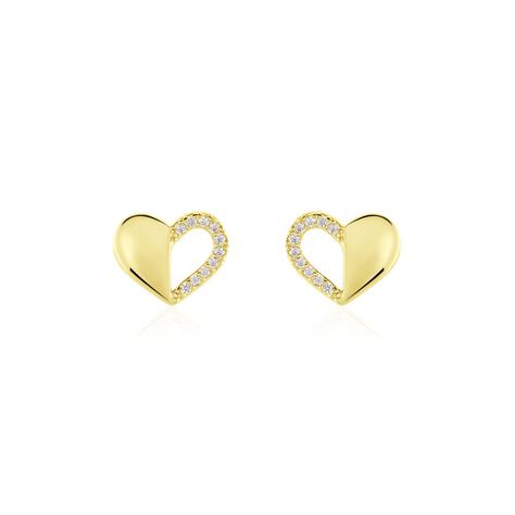 Damen Ohrstecker Messing 18 Karat Vergoldet Zirkonia Herz - Ohrstecker Damen | OROVIVO