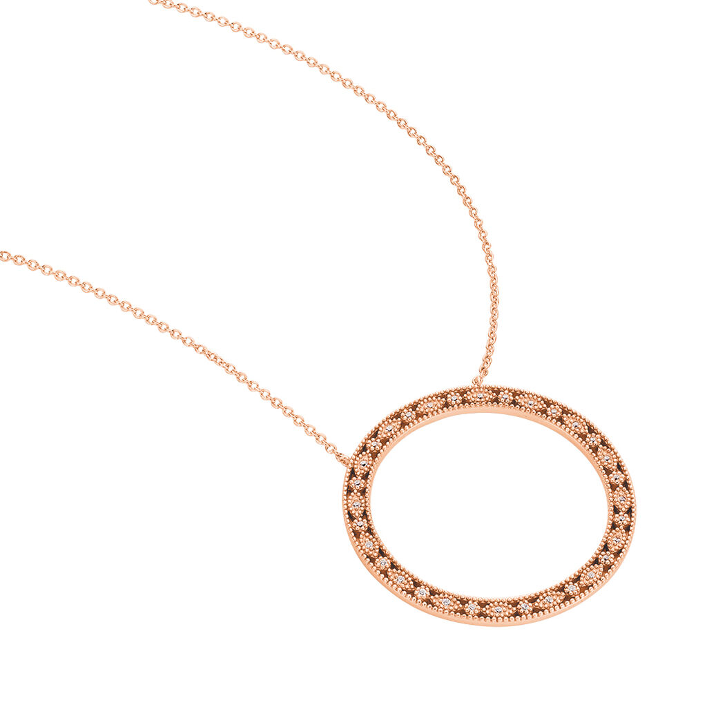 Damen Collier Silber rosevergoldet 925 Zirkonia Kreis Anna 3 35,00mm - Halsketten Damen | OROVIVO