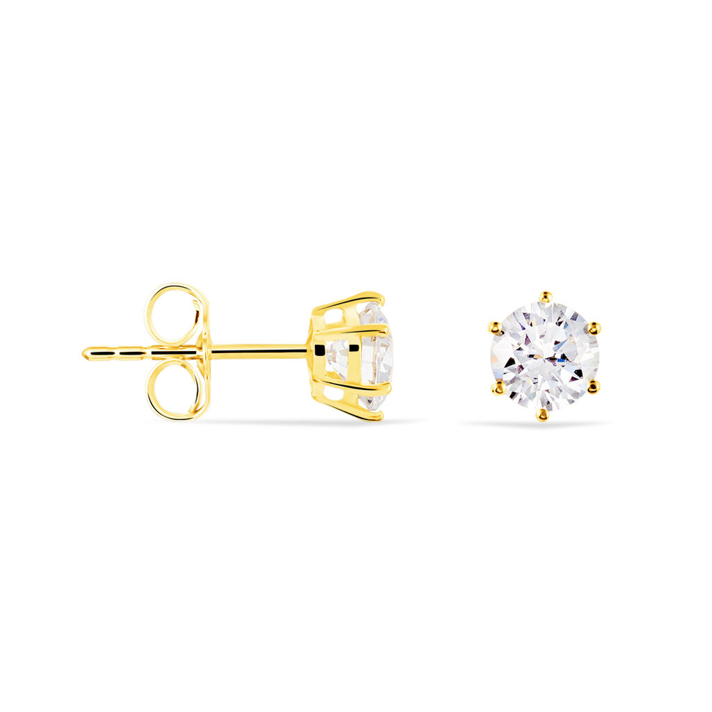 KRAPPE 6 Damen Ohrstecker Gold 375 (9 Karat) Zirkonia Wei&szlig; 1,89 ct Kreis