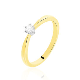 Solitärring Gold 375 Bicolor Diamant 0,10ct - Ringe mit Edelsteinen  | OROVIVO