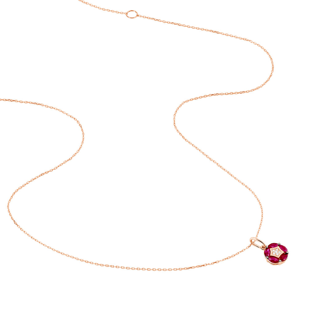 Collier Milana Or Rose Rubis Et Diamant - Spannringe Damen | OROVIVO