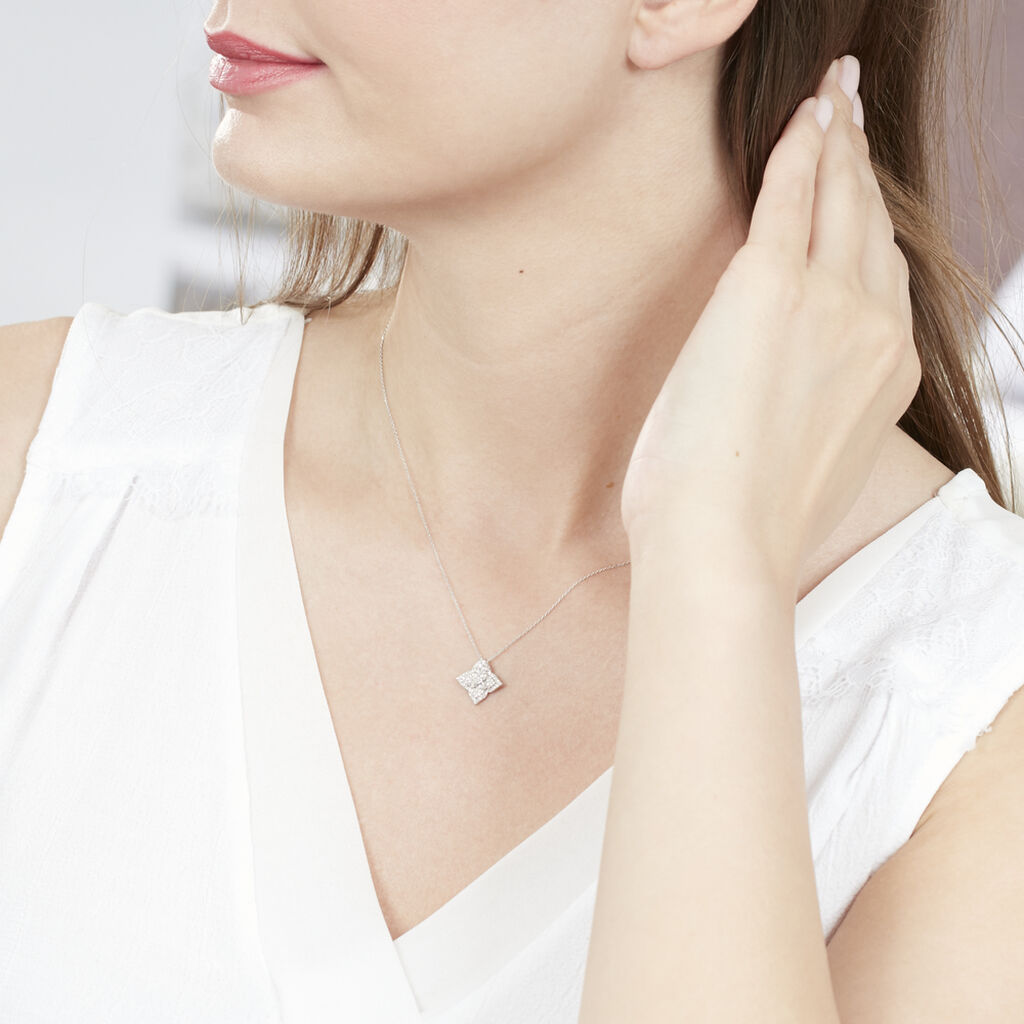 Collier Or Weiss Aelai Diamant Fleurs - Spannringe Damen | OROVIVO