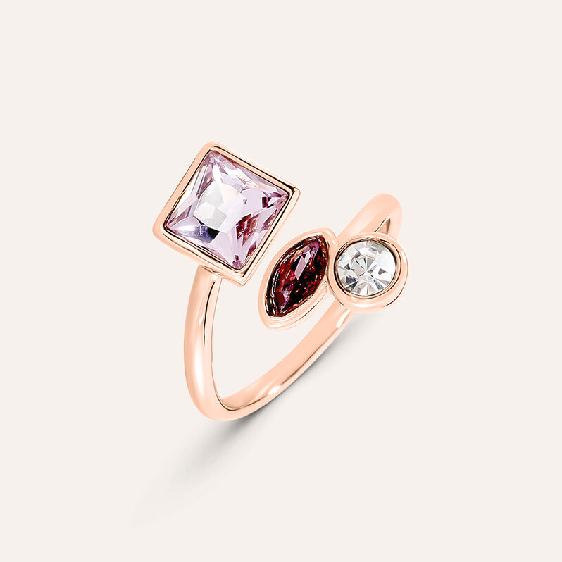 Anello Contrarie Violet Ottone Rosa Cristallo - Spannringe Damen | OROVIVO