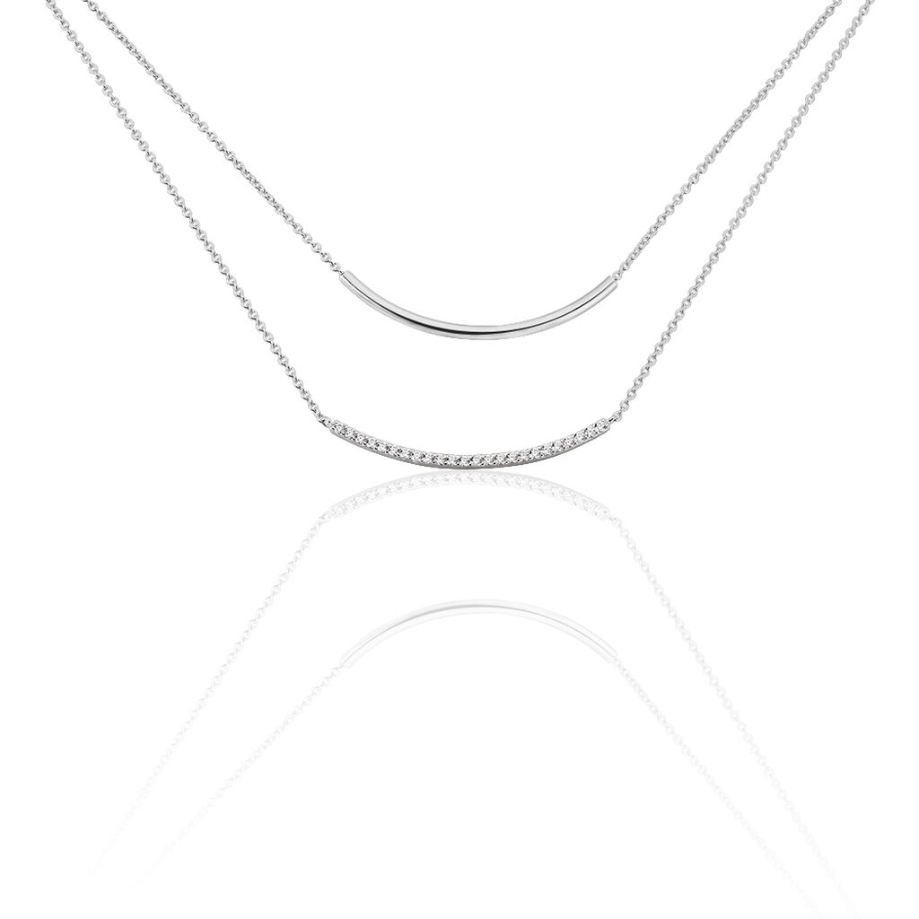 Damen Collier Silber 925 Zirkonia Wei&szlig; Barren