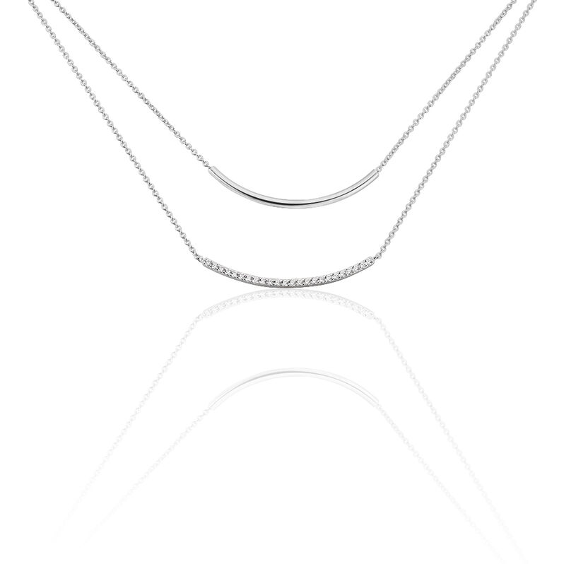 Damen Collier Silber 925 Zirkonia Wei&szlig; Barren - Halsketten Damen | OROVIVO