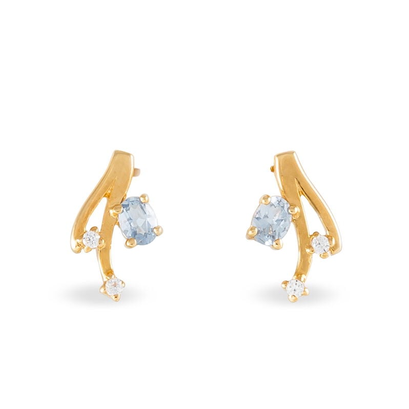Boucles D'oreilles Puces Sarataae Plaque Or Topaze Et Oxyde - Spannringe Damen | OROVIVO