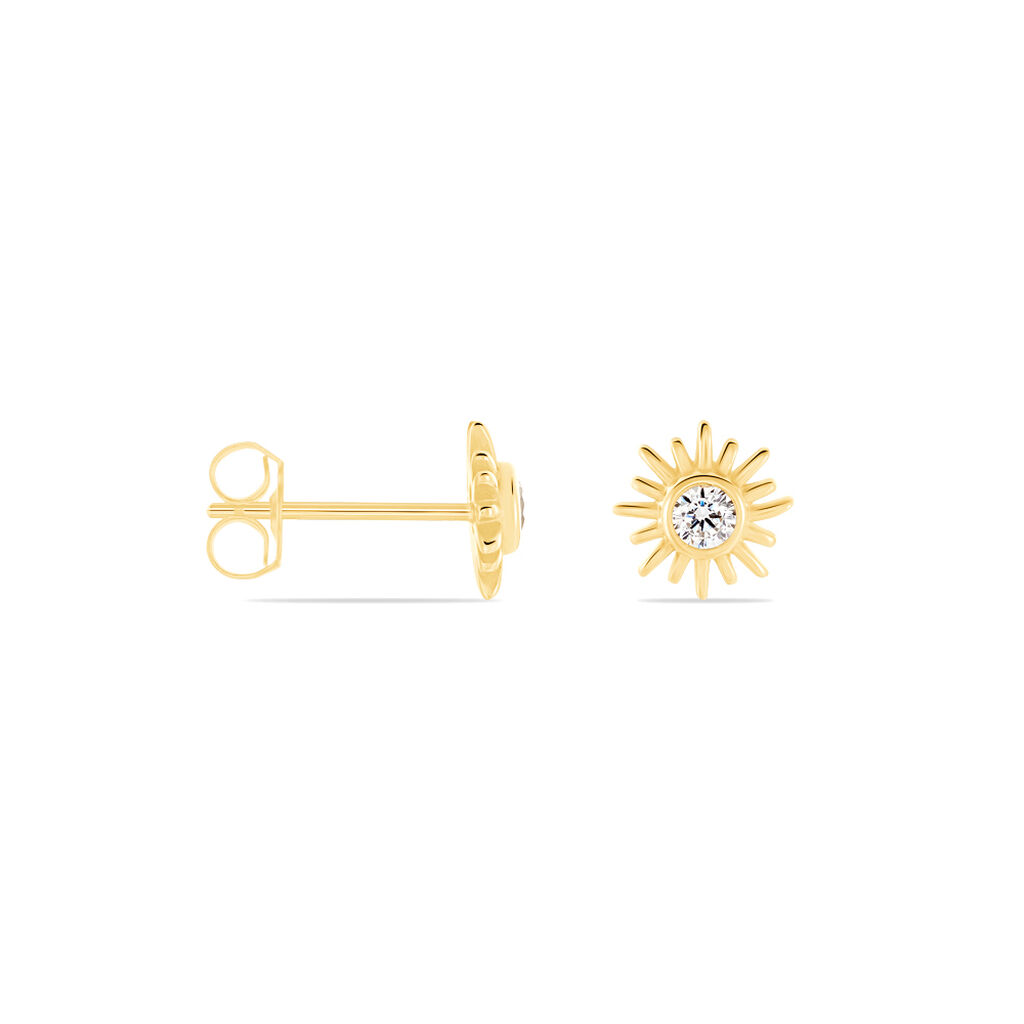 Damen Ohrstecker Silber vergoldet 925 Zirkonia Sonne Sun  - Ohrstecker Damen | OROVIVO