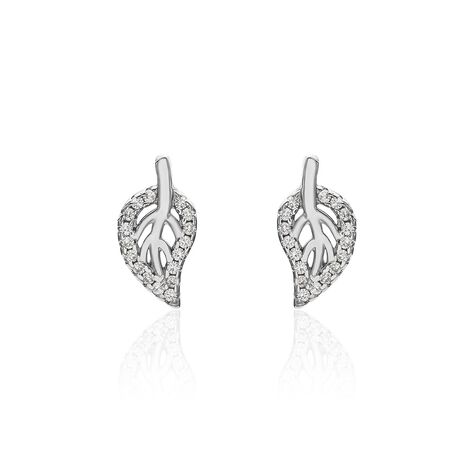 Damen Ohrstecker Silber 925 Zirkonia Blatt - Ohrstecker Damen | OROVIVO