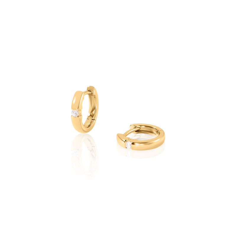 SANINA Damen Creolen Gold 585 (14 Karat) Diamant Weiß 0,06 ct - Creolen Damen | OROVIVO