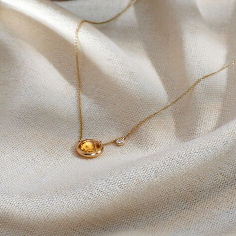 Damen Halskette Gold 375 Zirkonia Citrin - Halsketten Damen | OROVIVO