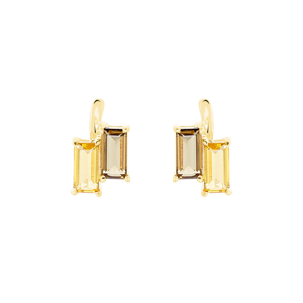 Damen Ohrstecker Silber vergoldet 925 Citrin Cognac 0,66ct Rechteckig Frankan  - Ohrstecker Damen | OROVIVO