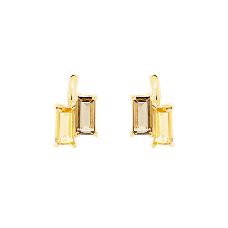 Damen Ohrstecker Silber vergoldet 925 Citrin Cognac 0,66ct Rechteckig Frankan  - Ohrstecker Damen | OROVIVO
