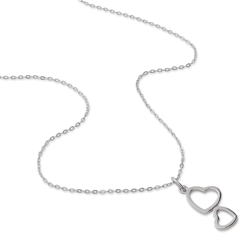 Halskette Silber 925 rhodiniert Doppelherz Estina - Halsketten Damen | OROVIVO