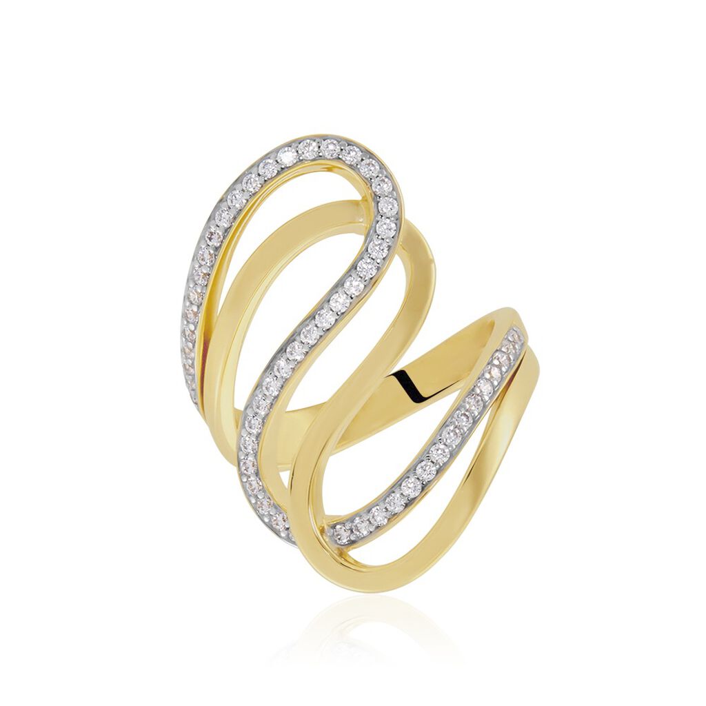 Damen Ring Silber Bicolor Gelb/Silber 925 Zirkonia Azalia  - Ringe mit Stein Damen | OROVIVO