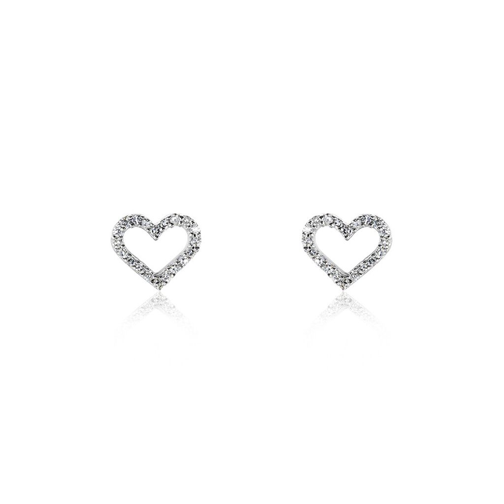 Damen Ohrstecker Weißgold 375 Diamant 0,06ct Herz Herz Glamour  - Ohrstecker Damen | OROVIVO