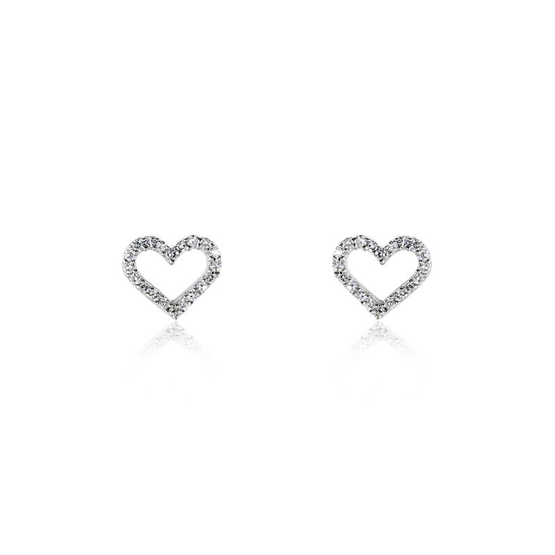 Damen Ohrstecker Weißgold 375 Diamant 0,06ct Herz Herz Glamour  - Ohrstecker Damen | OROVIVO
