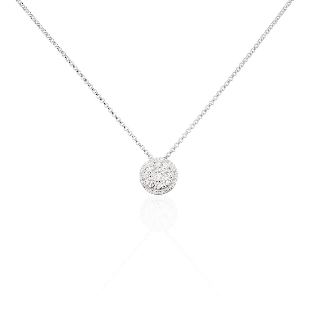 Damen Collier Weißgold 750 Diamant 0,49ct Halb, Collier mit Stein