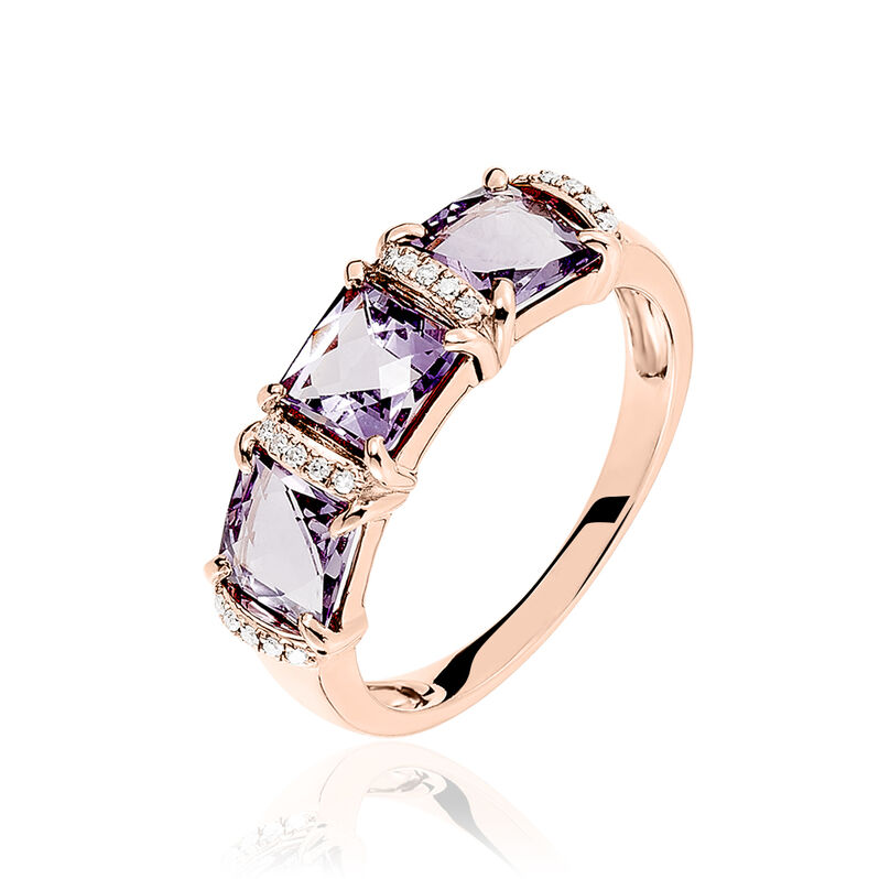 Bague Or Rose Amethyste Et Diamant - Spannringe Damen | OROVIVO
