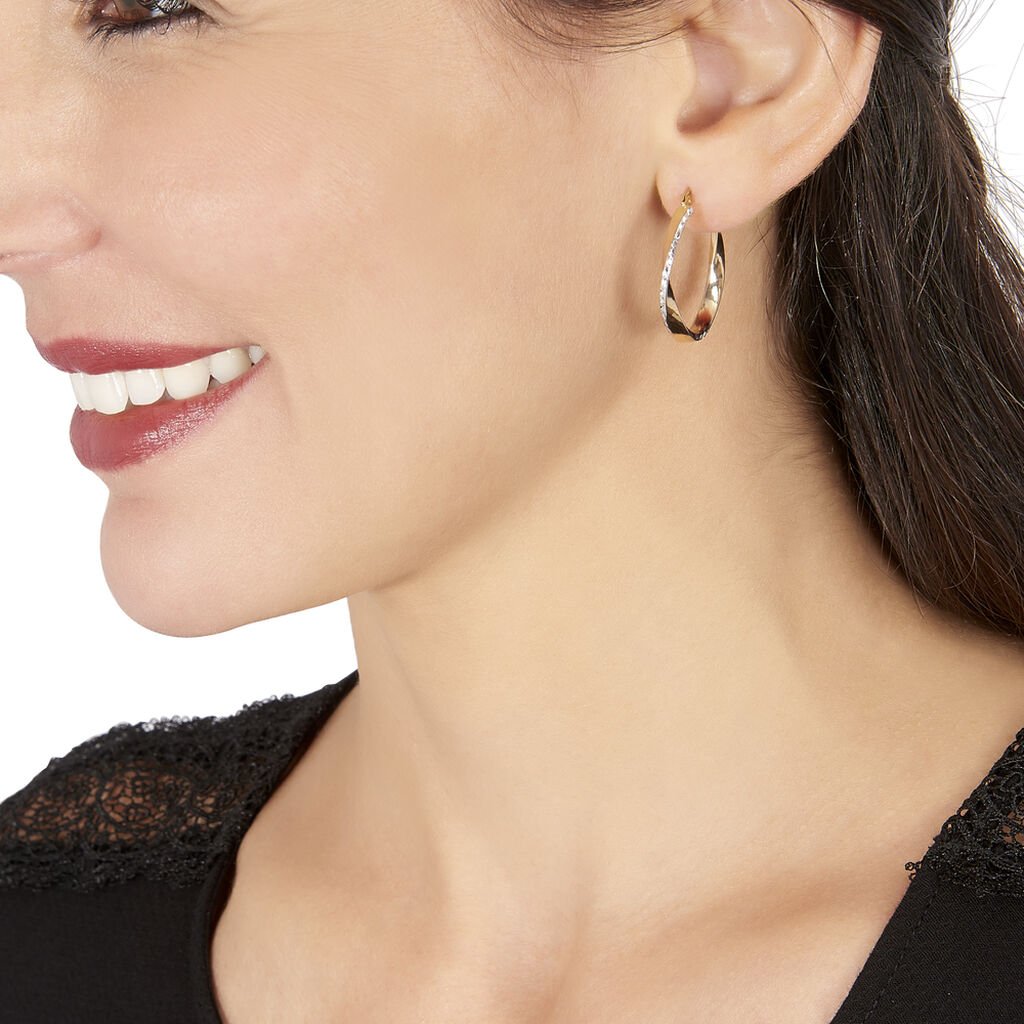 Damen Creolen Gold 375 Bicolor Diamantiert Doralynne - Creolen Damen | OROVIVO