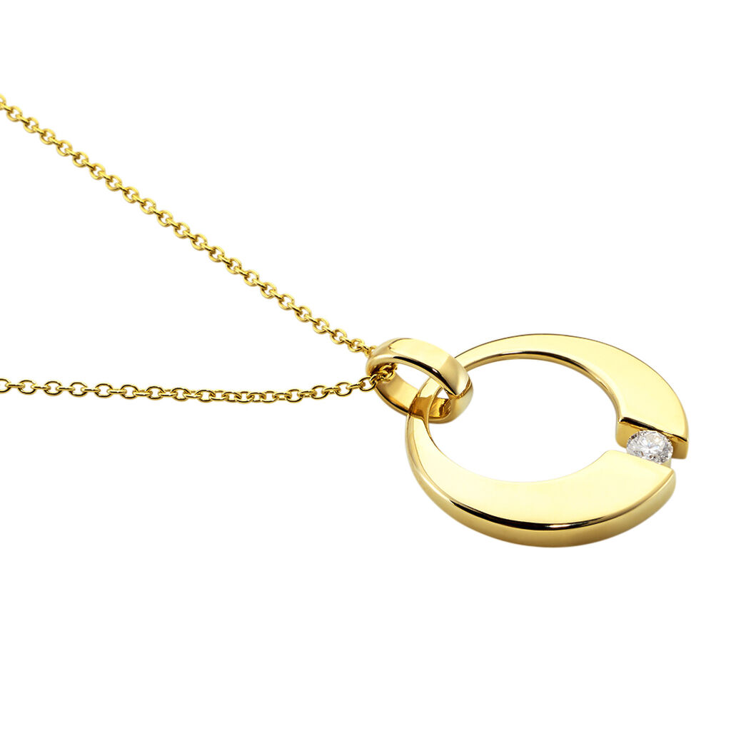 Damen Collier Gold 375 Diamant 0,08ct Kreis Valencia - Halsketten Damen | OROVIVO