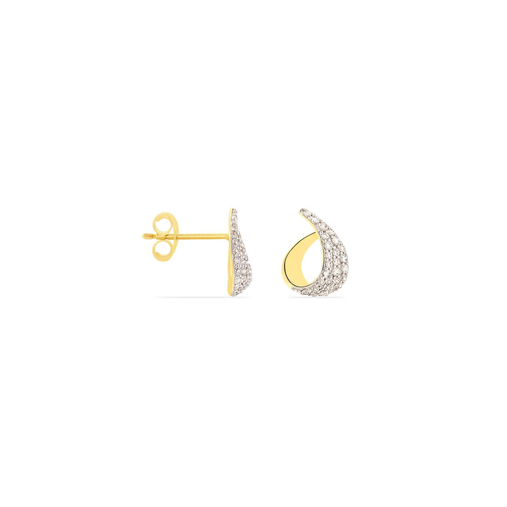 AVEC Damen Ohrstecker Gold 375 (9 Karat) Zirkonia Wei&szlig; 0,35 ct Oval