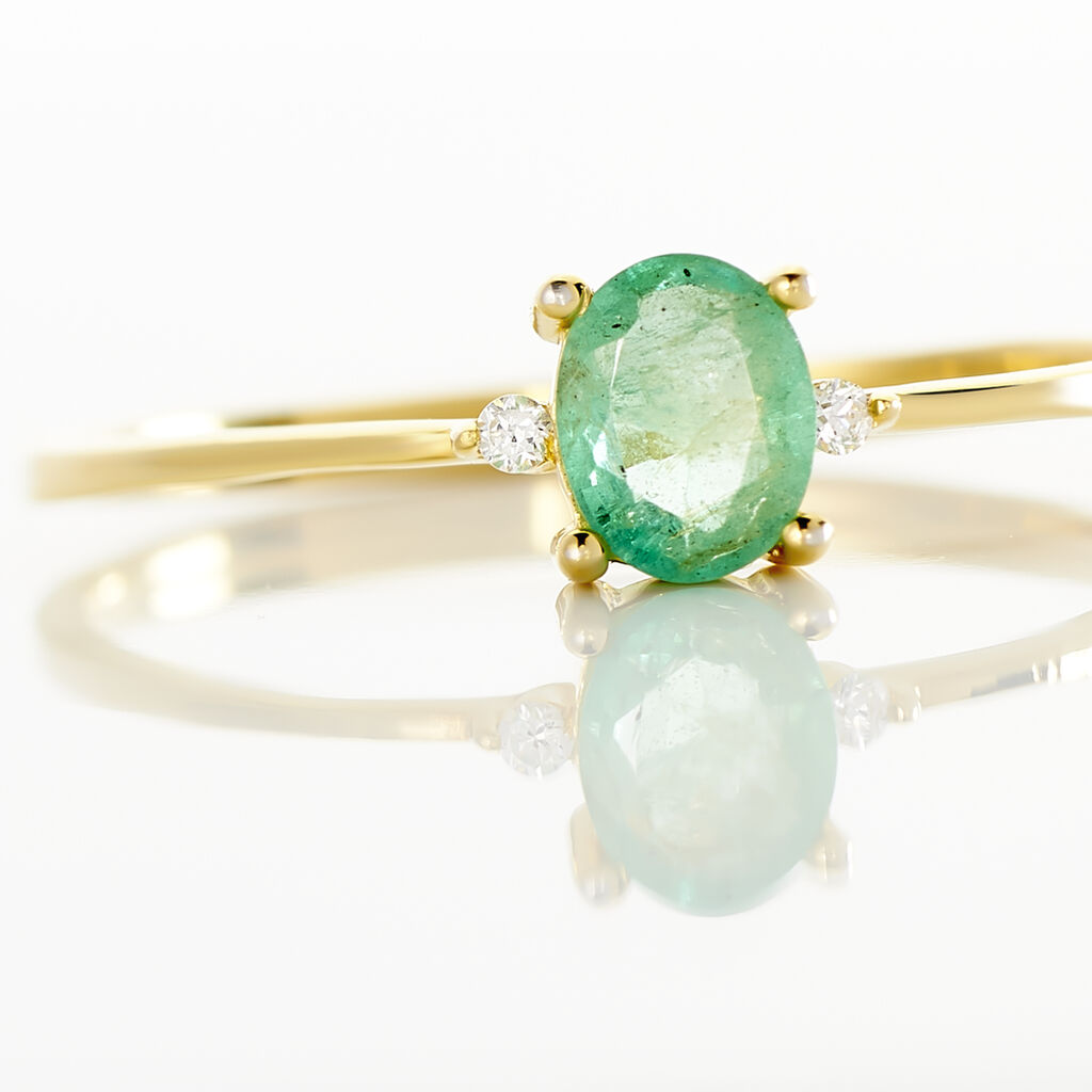 Bague Or Jaune Janah Emeraude Et Diamant - Spannringe Damen | OROVIVO