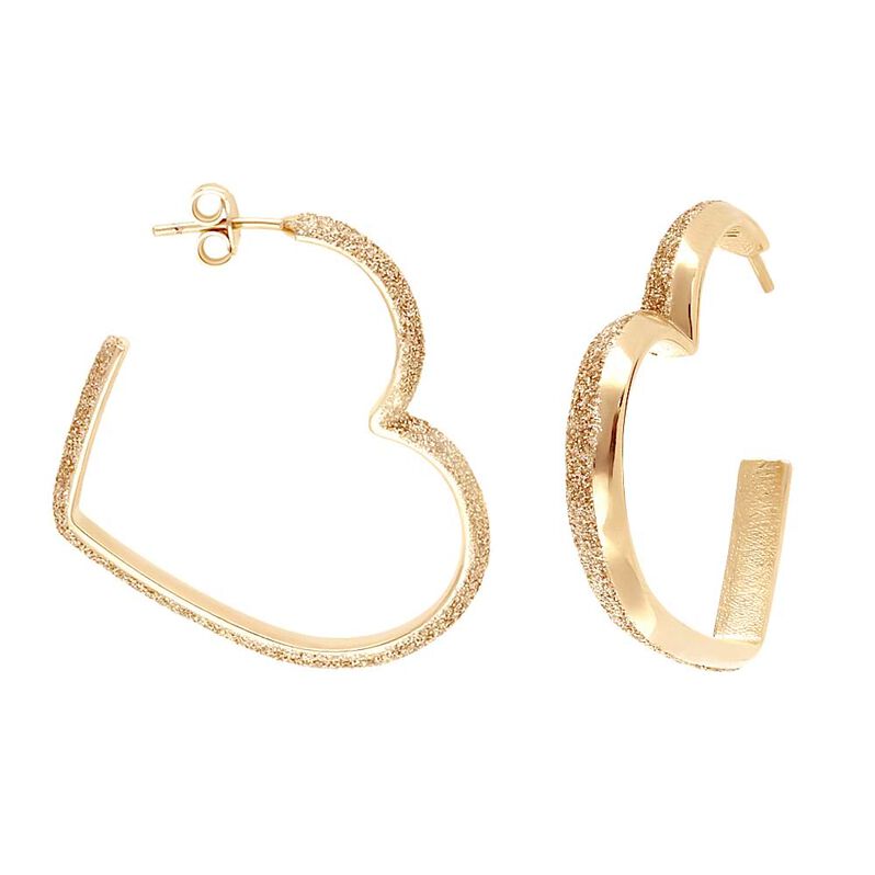 Orecchini a cerchio in ottone oro rosa a forma di cuore con glitter - Spannringe Damen | OROVIVO