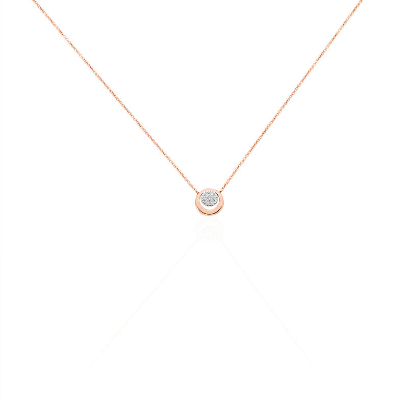 ROSA Damen Collier Rosegold 375 (9 Karat) Diamant Wei&szlig; 0,05 ct Kreis - Halsketten Damen | OROVIVO