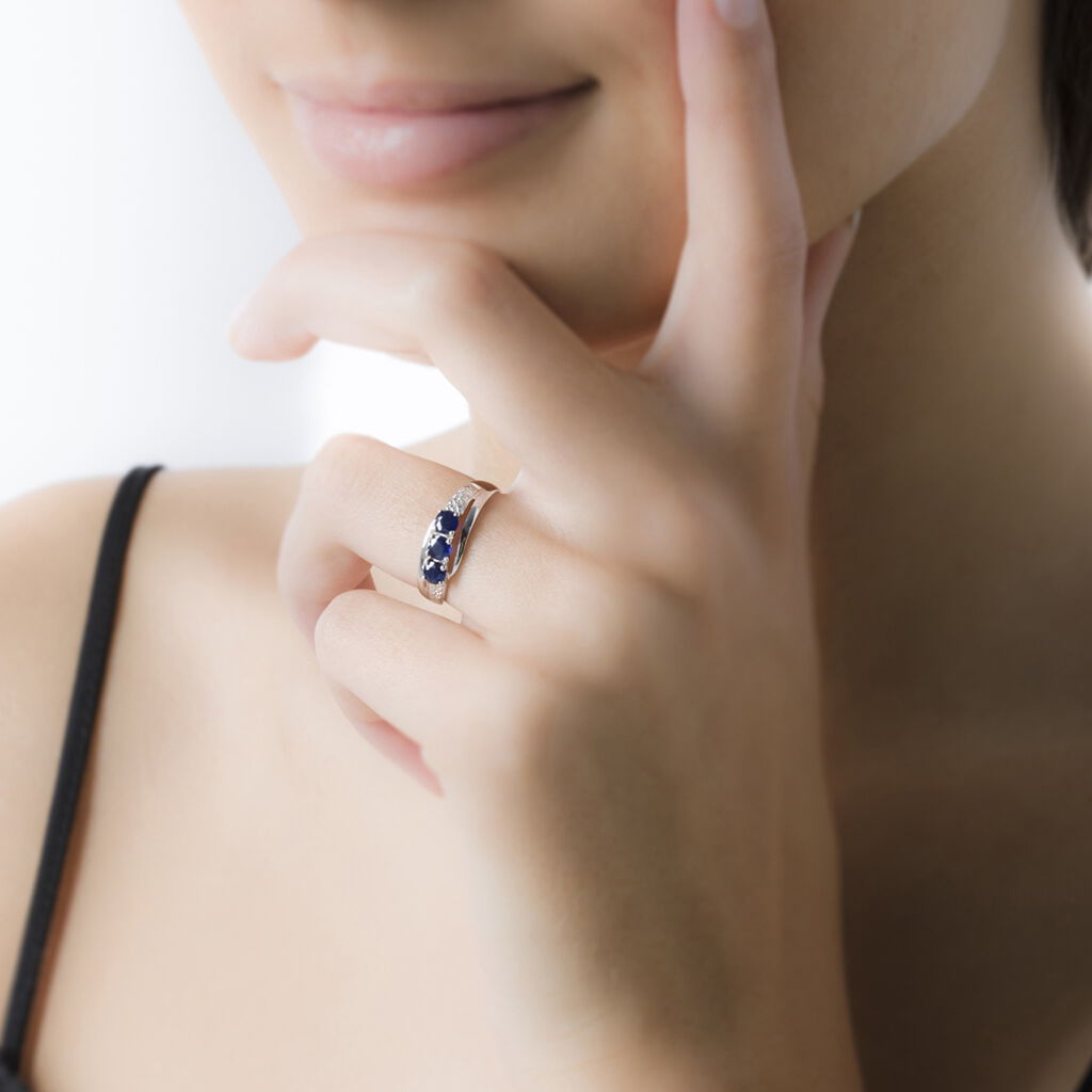 Bague Othylie Or Blanc Saphir Et Diamant - Spannringe Damen | OROVIVO