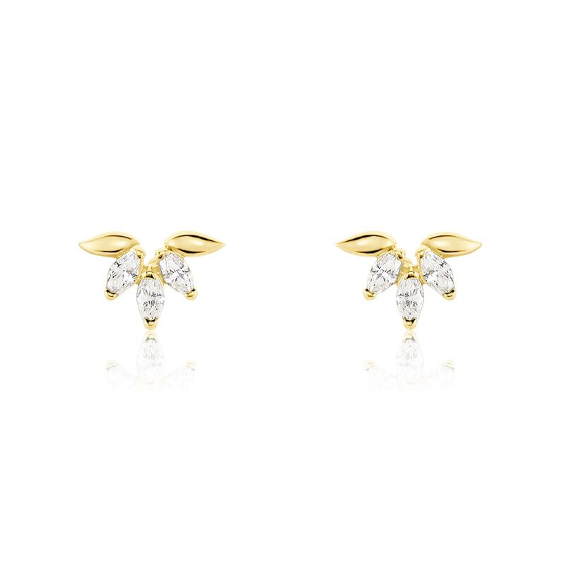 Boucles D'oreilles Puces Maralyn Or Jaune Oxyde De Zirconium - Spannringe Damen | OROVIVO