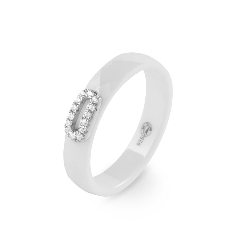 Bague Ceramik Design Argent Blanc Oxyde De Zirconium Et Céramique - Spannringe Damen | OROVIVO