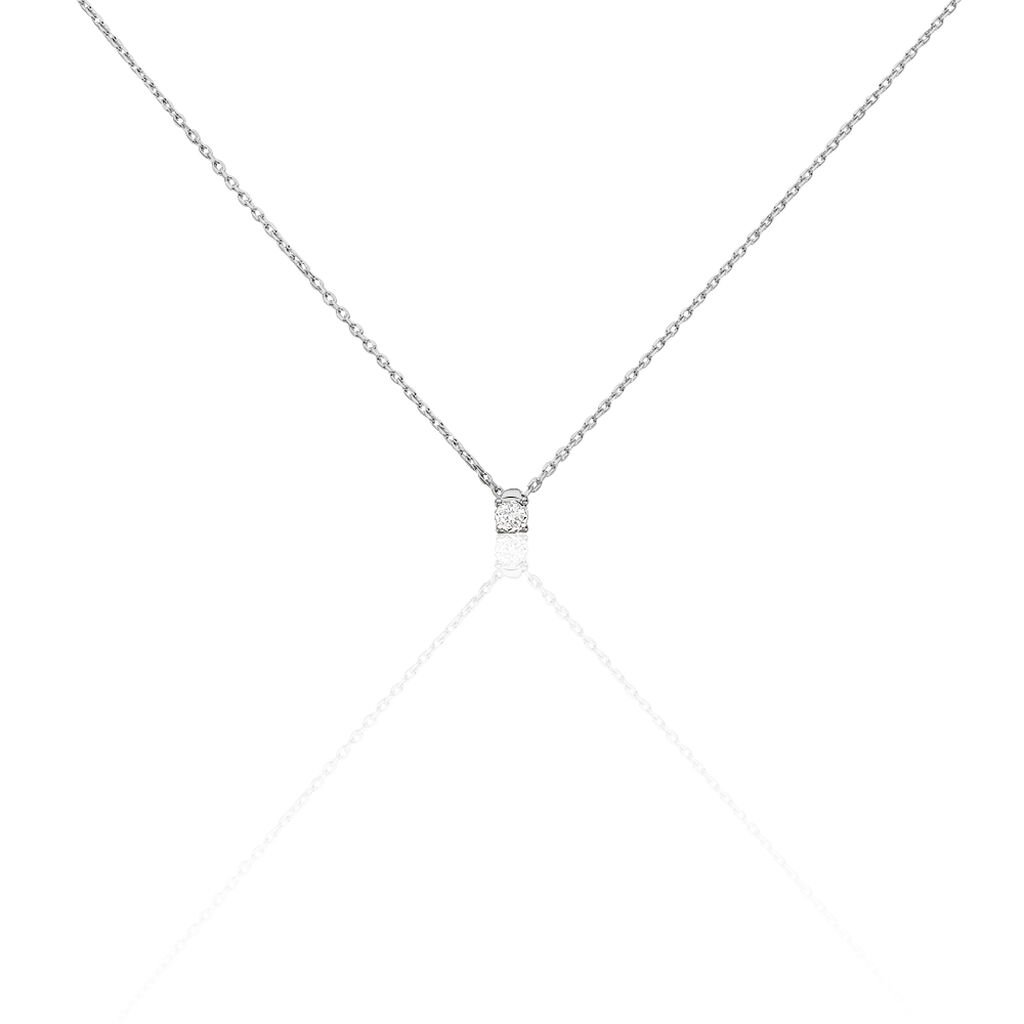 Illusion Damen Collier Weißgold 375 (9 Karat) Diamant Weiß 0,06 ct, Collier mit Stein