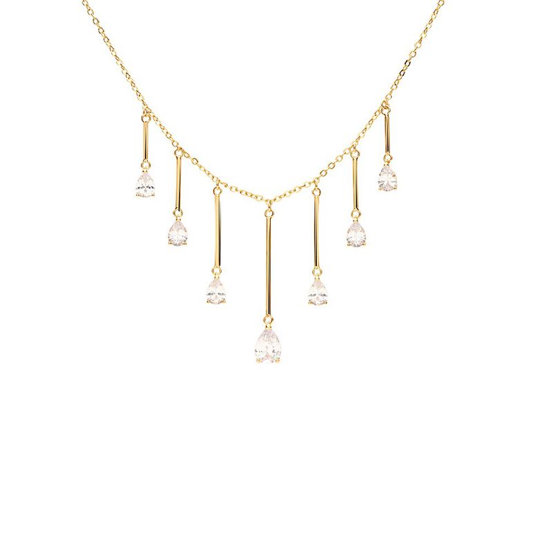 Collana in ottone dorato e zirconi pendenti - Spannringe Damen | OROVIVO
