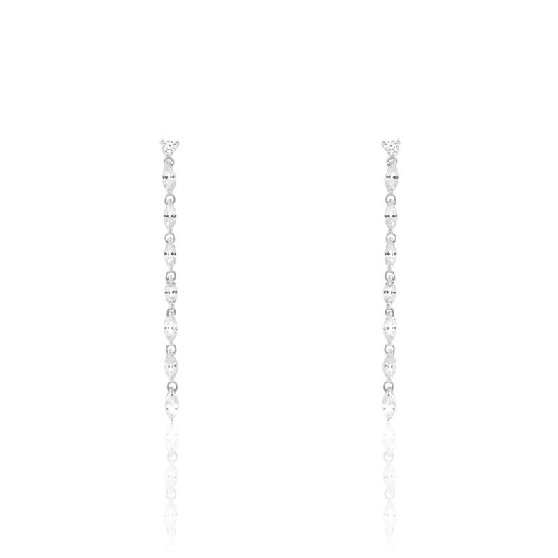 Boucles D'oreilles Pendantes Gaelle Argent Blanc Oxyde De Zirconium - Spannringe Damen | OROVIVO
