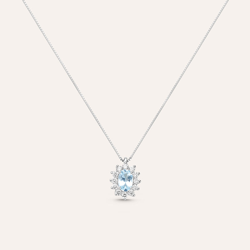Collana Jasmine Oro Bianco Acquamarina Diamante - Spannringe Damen | OROVIVO