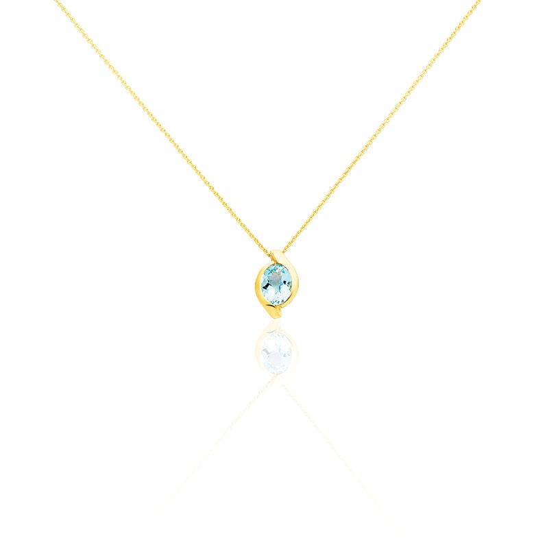 CARGA Damen Collier Gold 333 (8 Karat) Topas Blau Oval - Halsketten Damen | OROVIVO