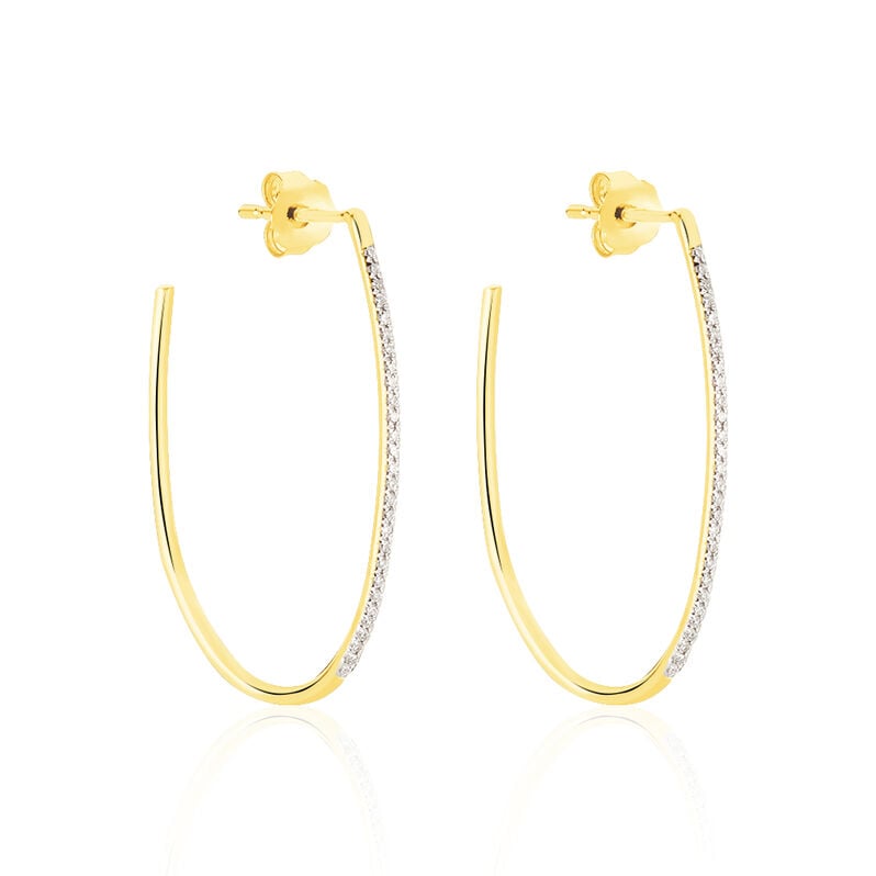 Damen Creolen Gold 375 Diamant 0,14ct Liry 29,00mm 1,20mm  - Creolen Damen | OROVIVO