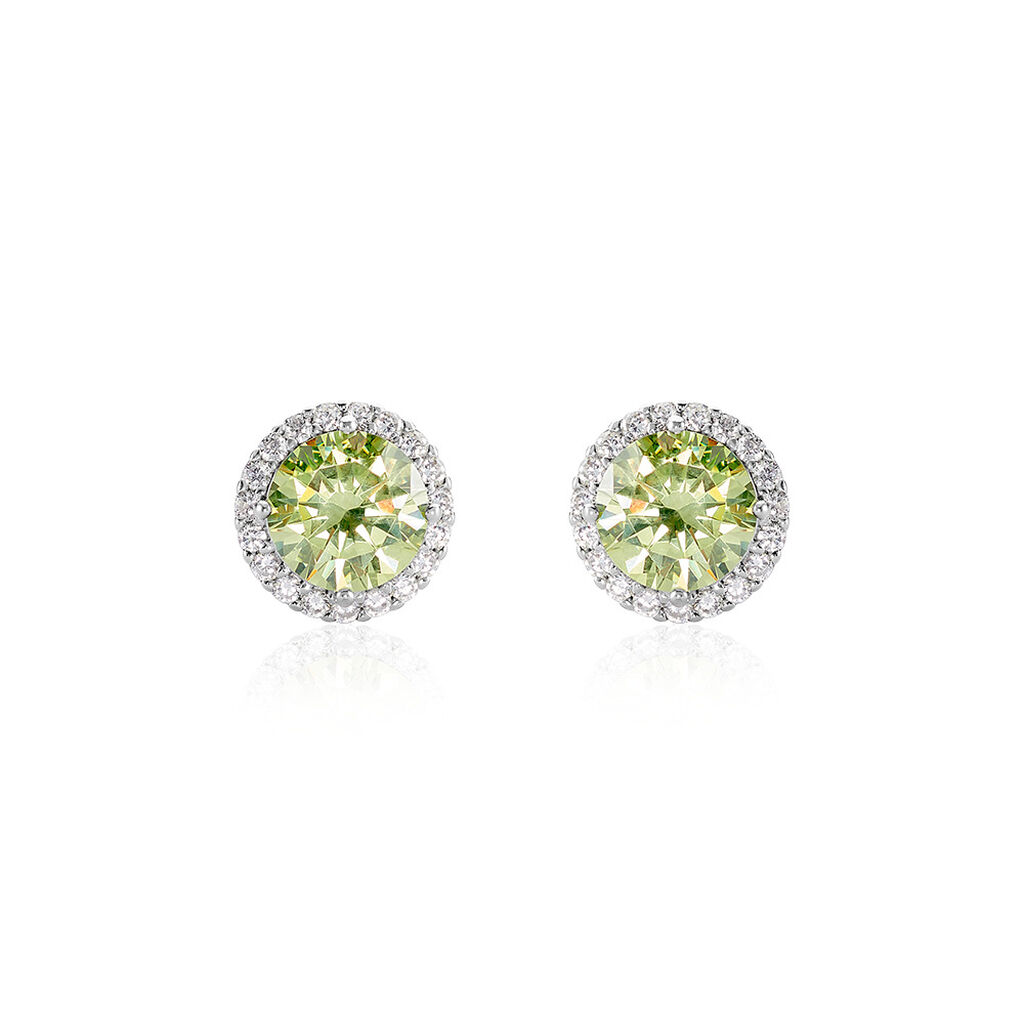 CAMILLA Damen Ohrstecker Silber 925 Zirkonia Grün 4,1 ct Kreis, Ohrstecker mit Stein