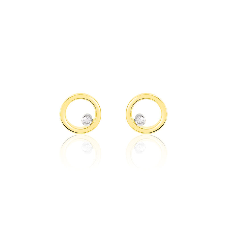 Damen Ohrstecker Gold 750 Diamant 0,06ct Kreis Invisible  - Ohrstecker Damen | OROVIVO