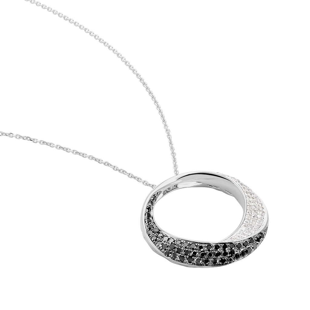 Damen Collier Weißgold 375 Diamant Schwarz Kreis Nanna - Halsketten Damen | OROVIVO